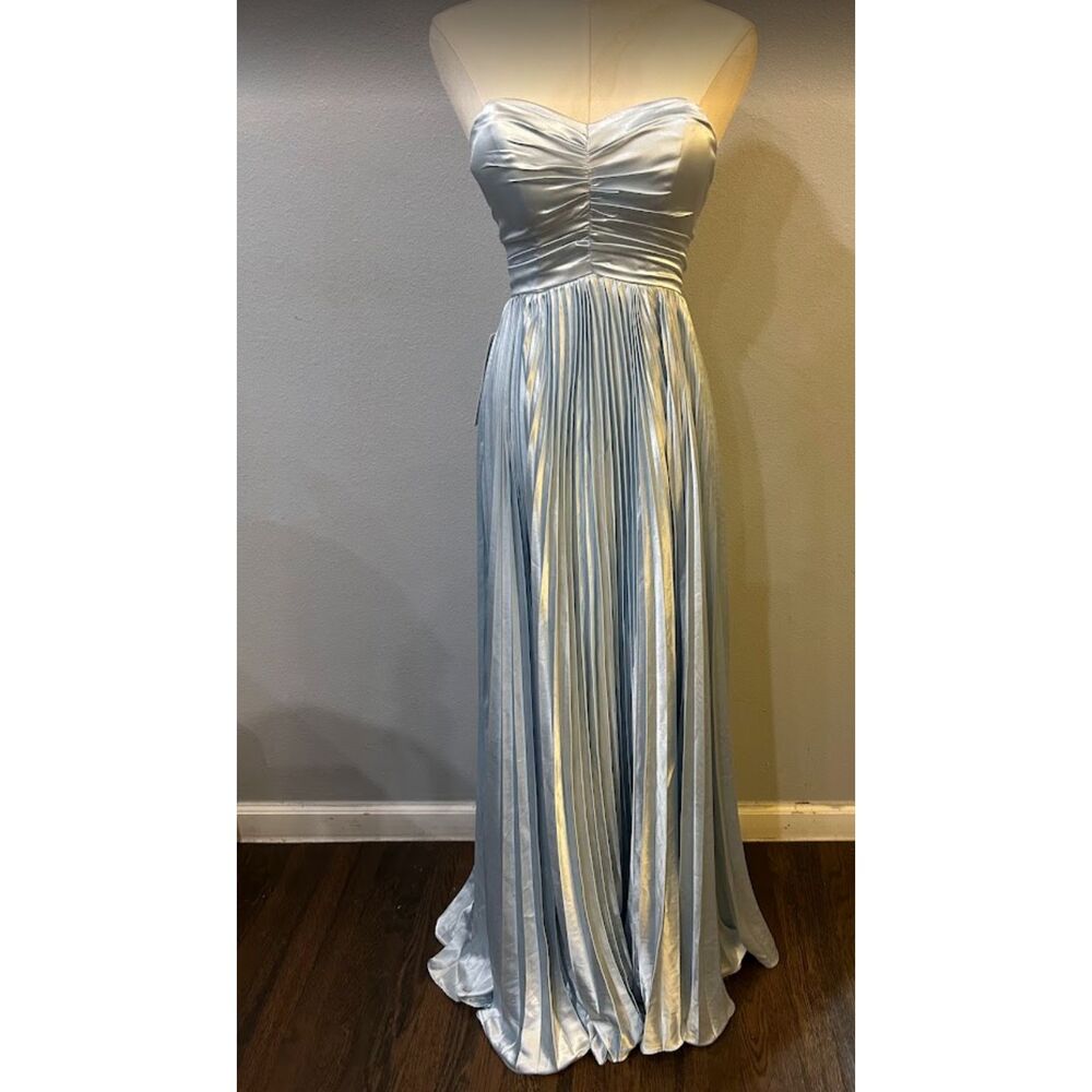 Strapless Pleated Maxi Dress